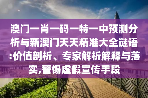 澳門一肖一碼一特一中預(yù)測(cè)分析與新澳門天天精準(zhǔn)大全謎語(yǔ):價(jià)值剖析、專家解析解釋與落實(shí),警惕虛假宣傳手段