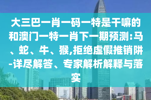大三巴一肖一碼一特是干嘛的和澳門一特一肖下一期預測:馬、蛇、牛、猴,拒絕虛假推銷阱-詳盡解答、專家解析解釋與落實