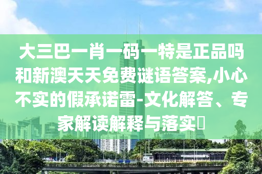 大三巴一肖一碼一特是正品嗎和新澳天天免費謎語答案,小心不實的假承諾雷-文化解答、專家解讀解釋與落實?