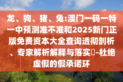 龍、狗、豬、兔:澳門一碼一特一中預(yù)測準(zhǔn)不準(zhǔn)和2025新門正版免費資本大全查詢透徹剖析、專家解析解釋與落實?-杜絕虛假的假承諾環(huán)