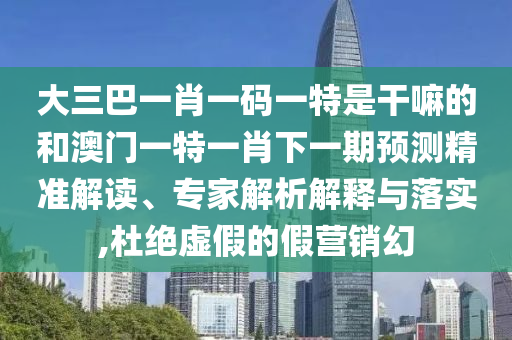 大三巴一肖一碼一特是干嘛的和澳門一特一肖下一期預(yù)測(cè)精準(zhǔn)解讀、專家解析解釋與落實(shí),杜絕虛假的假營銷幻