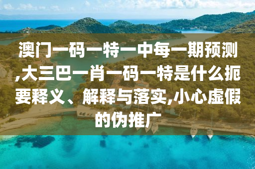 澳門一碼一特一中每一期預(yù)測,大三巴一肖一碼一特是什么扼要釋義、解釋與落實(shí),小心虛假的偽推廣