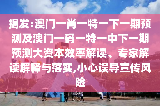 揭發(fā):澳門一肖一特一下一期預(yù)測(cè)及澳門一碼一特一中下一期預(yù)測(cè)大資本效率解讀、專家解讀解釋與落實(shí),小心誤導(dǎo)宣傳風(fēng)險(xiǎn)