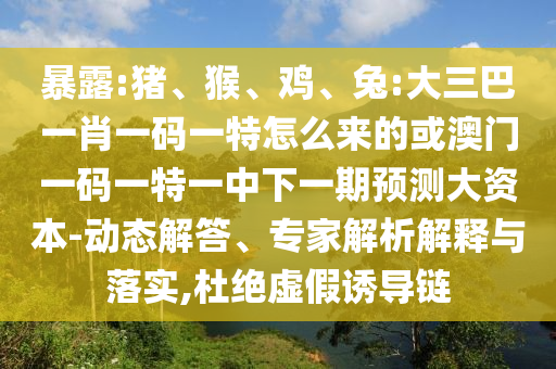 暴露:豬、猴、雞、兔:大三巴一肖一碼一特怎么來(lái)的或澳門(mén)一碼一特一中下一期預(yù)測(cè)大資本-動(dòng)態(tài)解答、專(zhuān)家解析解釋與落實(shí),杜絕虛假誘導(dǎo)鏈
