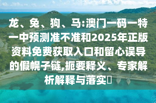 龍、兔、狗、馬:澳門一碼一特一中預(yù)測(cè)準(zhǔn)不準(zhǔn)和2025年正版資料免費(fèi)獲取入口和留心誤導(dǎo)的假幌子鏈,扼要釋義、專家解析解釋與落實(shí)?