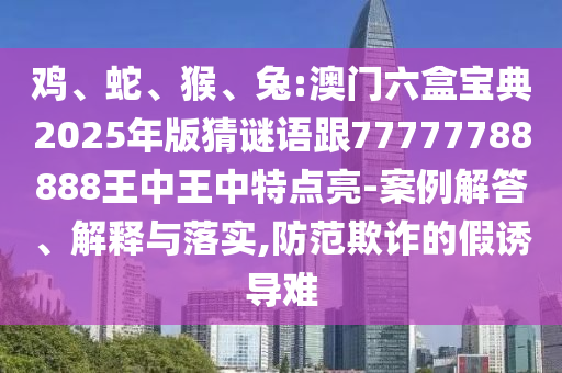 雞、蛇、猴、兔:澳門六盒寶典2025年版猜謎語跟77777788888王中王中特點亮-案例解答、解釋與落實,防范欺詐的假誘導(dǎo)難