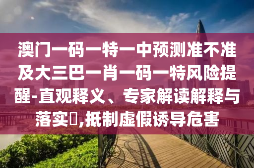 澳門一碼一特一中預測準不準及大三巴一肖一碼一特風險提醒-直觀釋義、專家解讀解釋與落實?,抵制虛假誘導危害