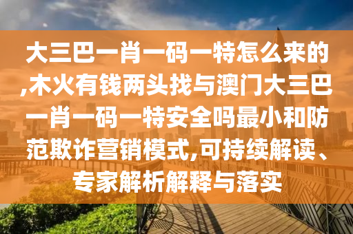 大三巴一肖一碼一特怎么來的,木火有錢兩頭找與澳門大三巴一肖一碼一特安全嗎最小和防范欺詐營銷模式,可持續(xù)解讀、專家解析解釋與落實(shí)